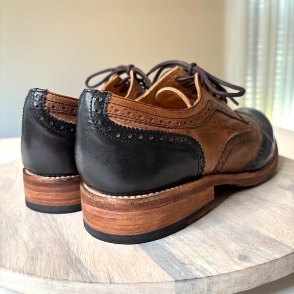 Bed Stu Cobbler Series Wingtip Oxford Shoes Men’s Size 11 Brown Black Leather - Picture 6 of 11